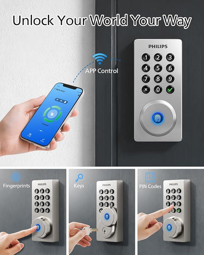 Philips Wi-Fi Door Lock, WiFi Smart Lock Keyless Entry Deadbolt - Image 2
