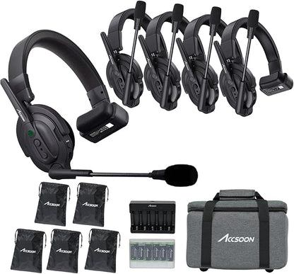 Accsoon Como MIC02-1H4R Wireless Headset Intercom System 5-Person Full Duplex by Accsoon