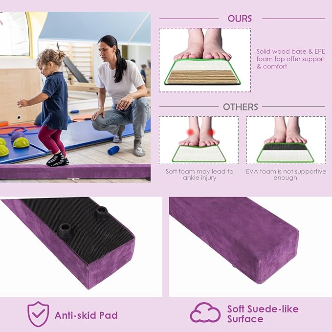 Giantex 7FT/8FT/9FT Balance Beam, Folding Gymnastics Beam w/Carry Handles - Image 4