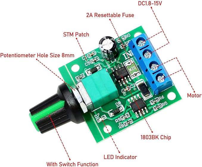 Gebildet 4pcs PWM Low Voltage Motor Speed Controller DC 1.8V/3V/5V/6V/12V 2A - Image 3