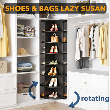 SpaceAid 7 Tier Rotating Shoe Rack Tower, Spinning Shoe Display Lazy Susan - Image 4