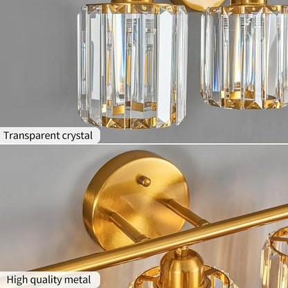 FDPBY Modern 3 Light Crystal Vanity Light, Brushed Gold Vertical Bathroom Light - Image 5
