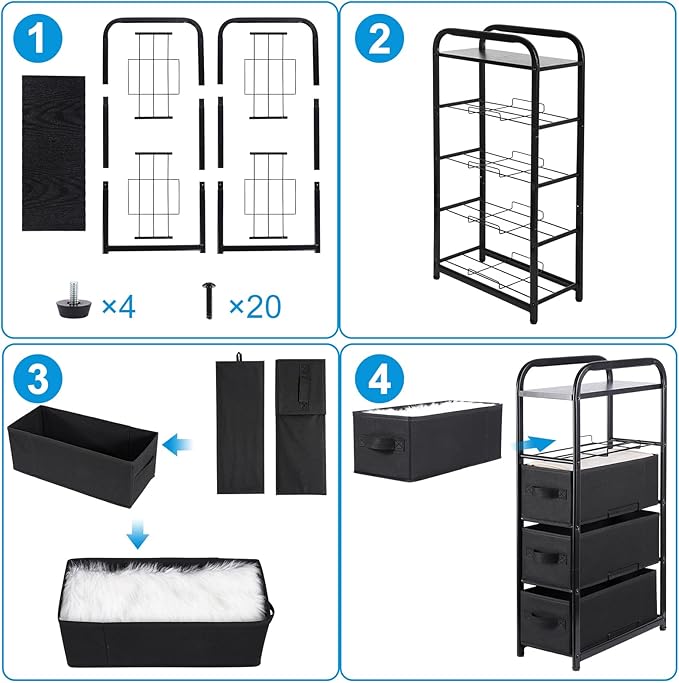 MAX Houser 4 Drawer Narrow Dresser Fabric Storage Tower Vertical Slim Storage - Image 7