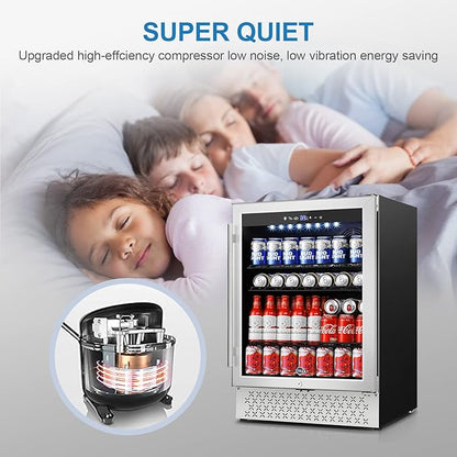 Tylza 24 Inch Beverage Refrigerator, 190 Can Capacity, Glass Door, Advanced - Image 3