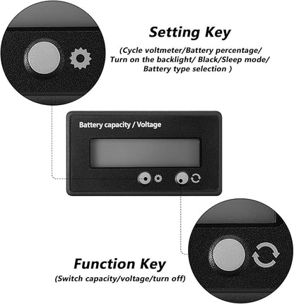 Frienda 2 Pieces Dc 12v 24v 36v 48v 60v 72v 84v Golf Cart Battery Meter - Image 3