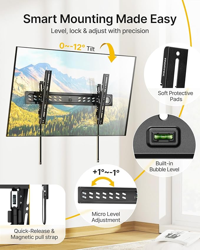 monTEK Ultra Slim Tilting TV Wall Mount Bracket - Image 4