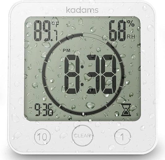KADAMS Shower Clock Waterproof Bathroom Timer – Digital Wall Clock by KADAMS
