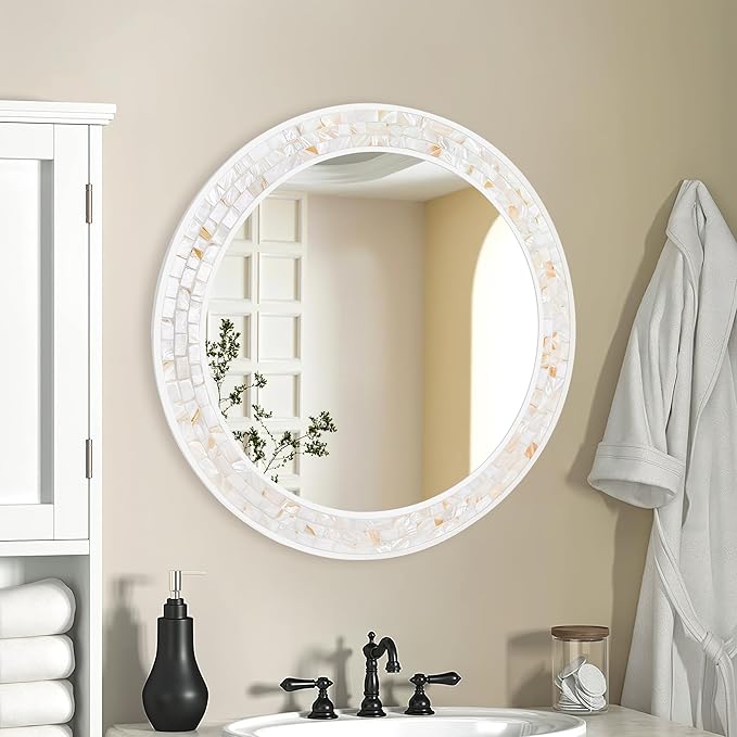 Tanmicoshomy Round Bathroom Mirror 26 Inch, Circle Mirror - Image 3