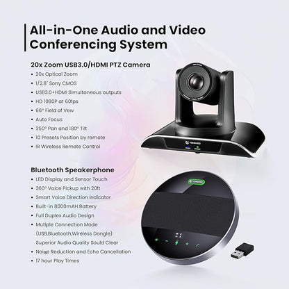 20x Zoom Conference Room Camera System TONGVEO All-in-1 Video and Audio - Image 2