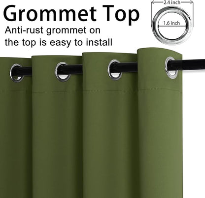 JIUZHEN Olive Green Blackout Curtains - Image 5