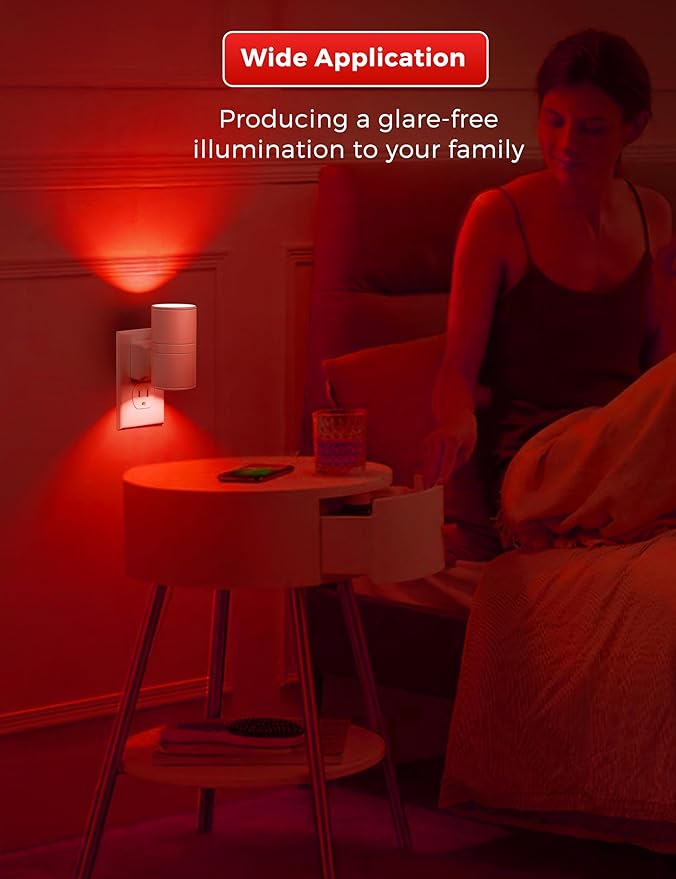 L LOHAS LED Night Light, LED Nightlights, Light Sensor, Steep Aid Red, Dimmable - Image 5