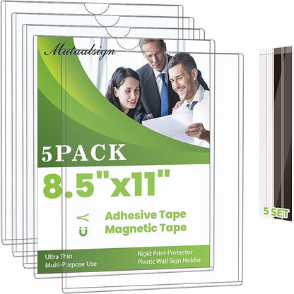 Mutualsign 5pcs Wall Sign Holder 8.5"x11" Magnetic Sign Holder, Rigid Print by Mutualsign