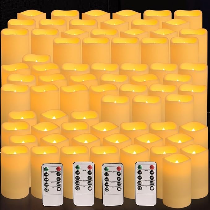 Set of 72 Waterproof Outdoor Flameless Candles, LED Candles with 4 Remote and...