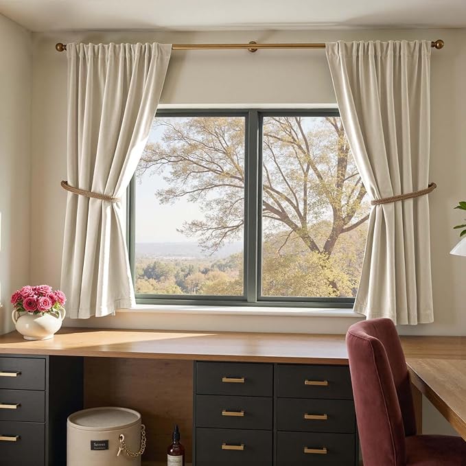 Lazzzy Velvet Blackout Curtains Thermal Insulated Room Window Drapes Super Soft - Image 5