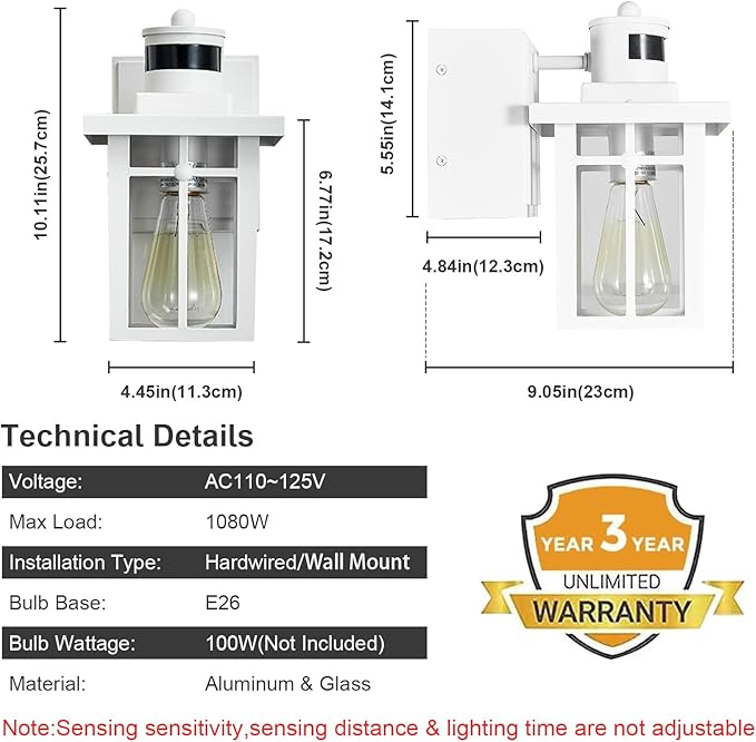 2 pack Porch Lights with GFCI Outlet, Dusk to Dawn Motion Sensor Outdoor Lights - Image 6