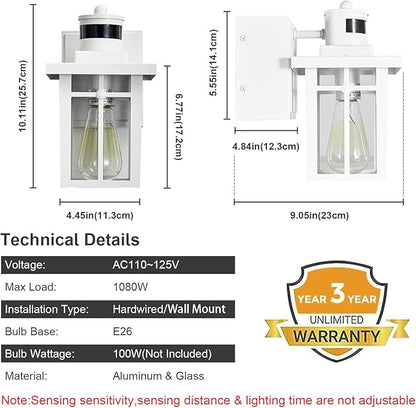 2 pack Porch Lights with GFCI Outlet, Dusk to Dawn Motion Sensor Outdoor Lights - Image 6