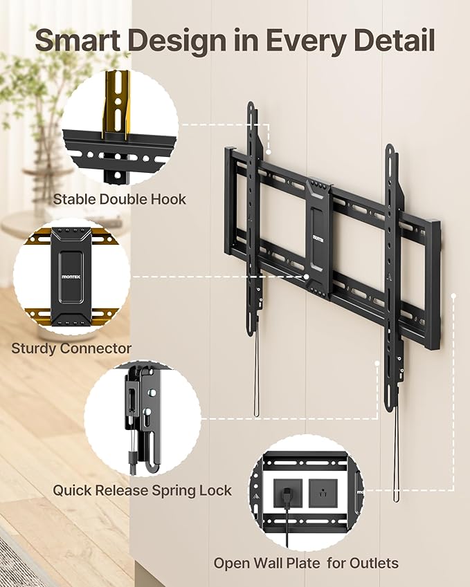 monTEK Heavy Duty Fixed TV Wall Mount - Image 7