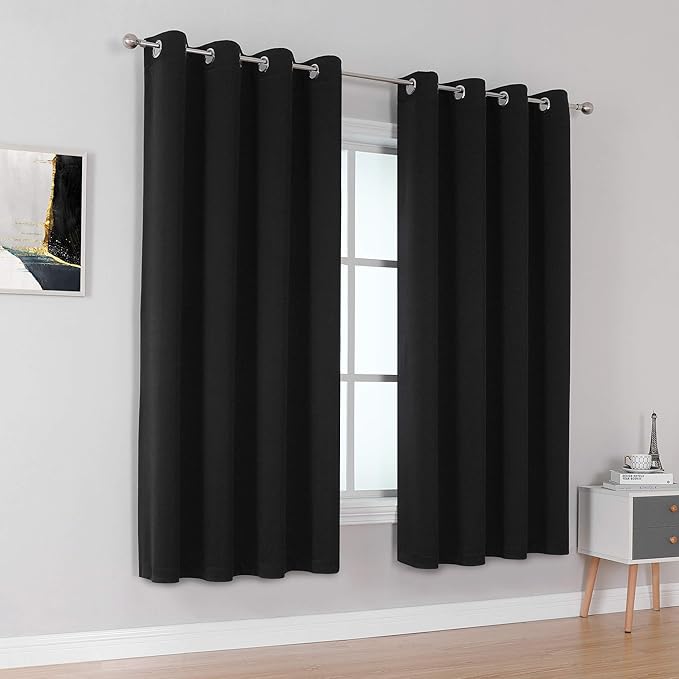 DUALIFE Black Curtains 45 Inch Length - Image 2