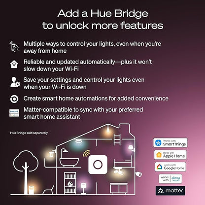 Philips Hue Smart LED A19 Bulb 1-Pack, E26 Base, Full Spectrum Light - Image 9