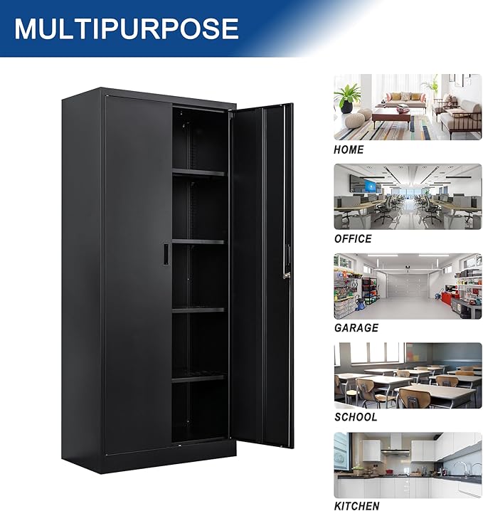 Storage Cabinet, 72 Inch Tall Metal Storage Cabinet - Image 7