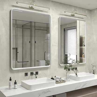 28x36 Brushed Silver Mirror for Bathroom, Nickel Silver Metal Framed Vanity - Image 7