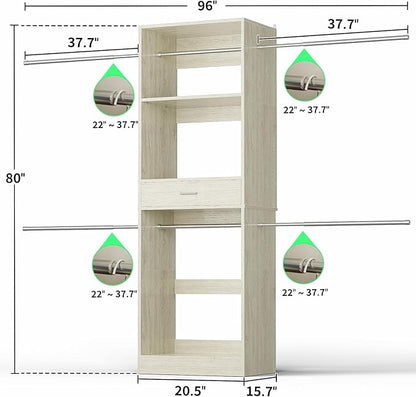 Unikito 96” Closet System, 8FT Walk in Closets Organizer Kit - Image 7