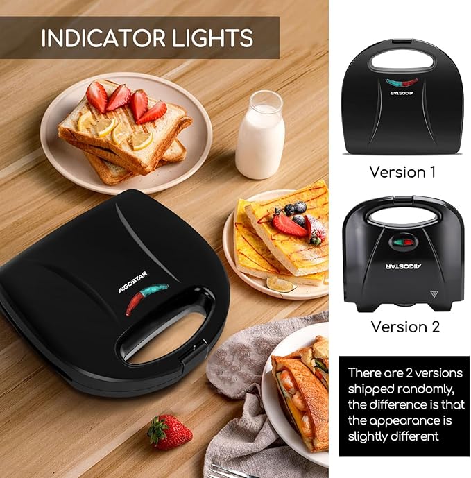 Aigostar Sandwich Maker with Non-stick Deep Grid Surface - Image 6