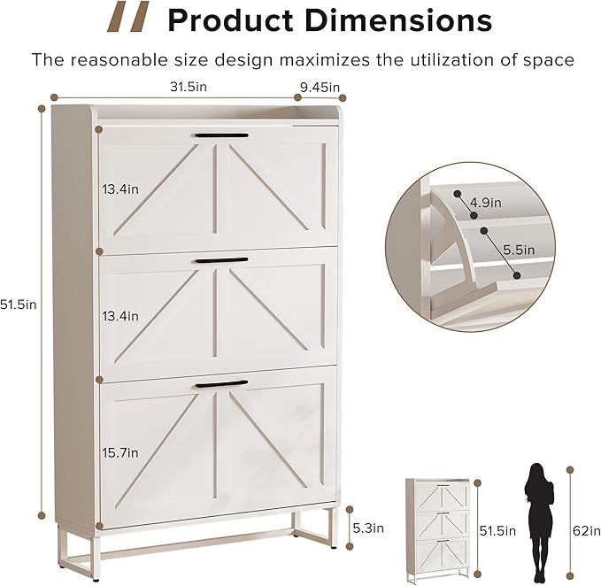 EOYUTLLY Shoe Cabinet Storage for Entryway, Narrow Shoe Rack - Image 2