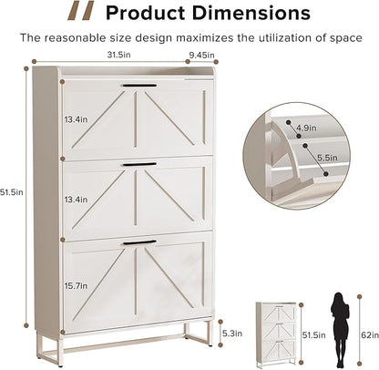 EOYUTLLY Shoe Cabinet Storage for Entryway, Narrow Shoe Rack - Image 2