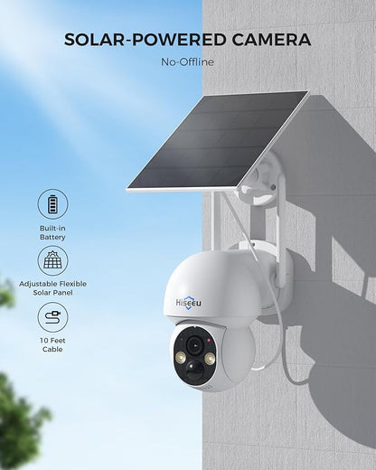 Hiseeu Solar Wireless Security Camera Outdoor, 2.4G & 5G WiFi, Color Night - Image 2