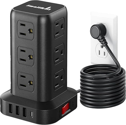 PD 20W USB C Surge Protector, Mini Power Strip Tower Travel 12 AC 4 USB Power by SMALLRT