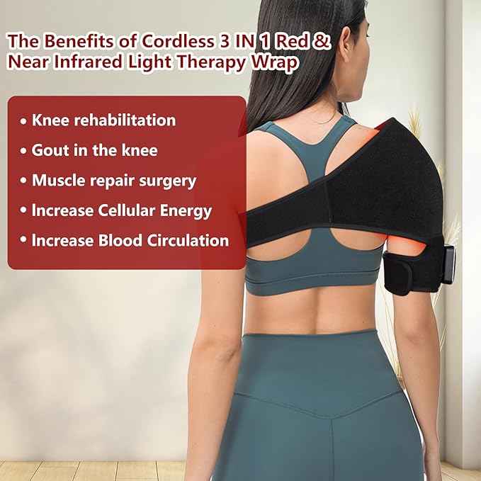 Cordless Shoulder Red Light Therapy Belt, Portable Near Infrared Light Therapy - Image 4