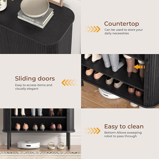 Shoe Storage Cabinet with Adjustable Shelves, 6-Tier Mid-Century Modern Shoe - Image 7