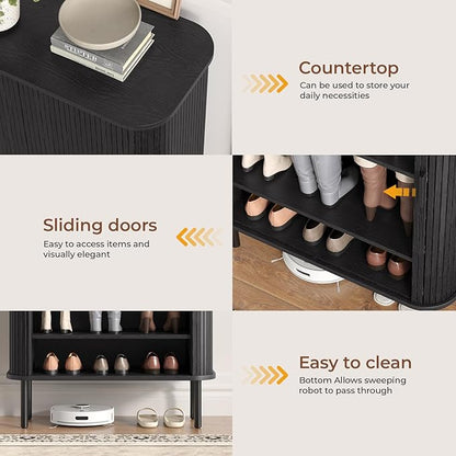 Shoe Storage Cabinet with Adjustable Shelves, 6-Tier Mid-Century Modern Shoe - Image 7