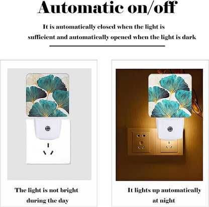 FSHVQKD Green Ginkgo Leaves Night Light, Plug Into Wall Decor - Image 3