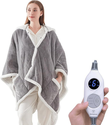 Westinghouse Wearable Heated Throw Blanket, Electric Heated Wrap Poncho Shawl by Westinghouse