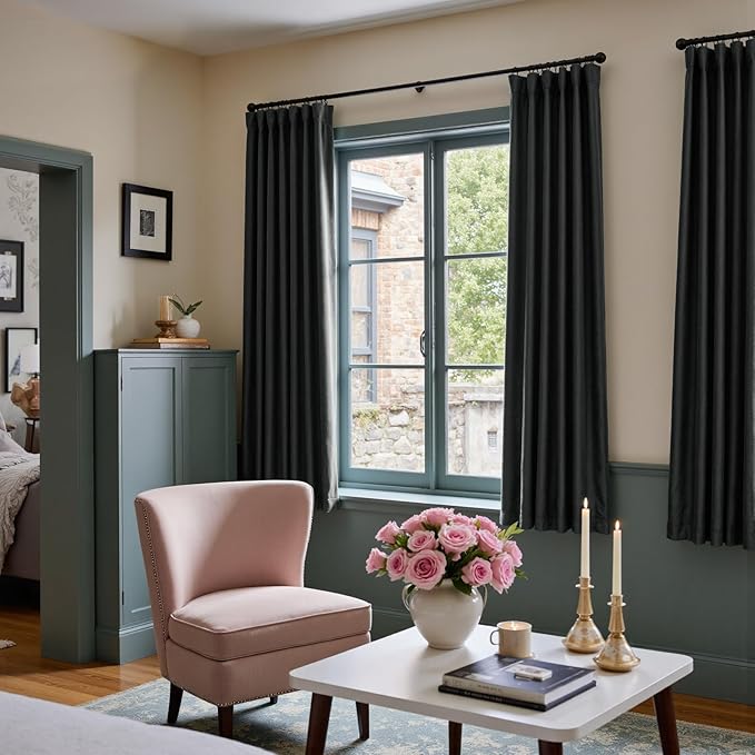 Lazzzy Velvet Blackout Curtains Thermal Insulated Room Window Drapes Super Soft - Image 7