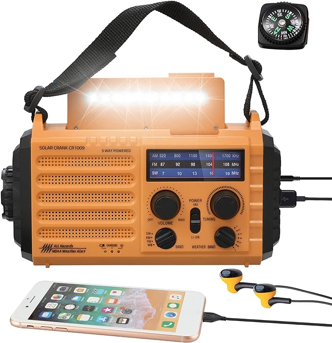 NOAA Weather Radio AM/FM/Shortwave, 5 Way Powered Emergency Radio by Mesqool