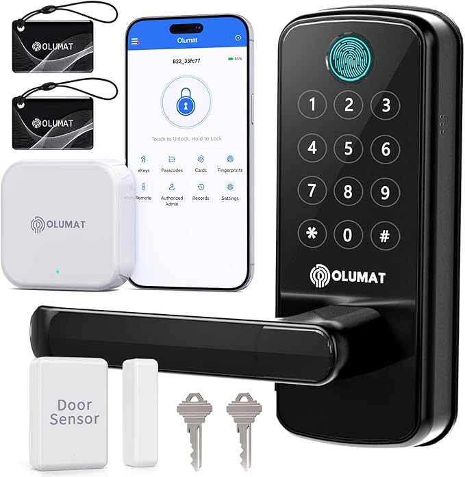Smart Lock with WiFi Gateway, Keyless Entry Lock with Handle by OLUMAT