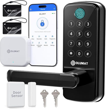 Smart Lock with WiFi Gateway, Keyless Entry Lock with Handle by OLUMAT