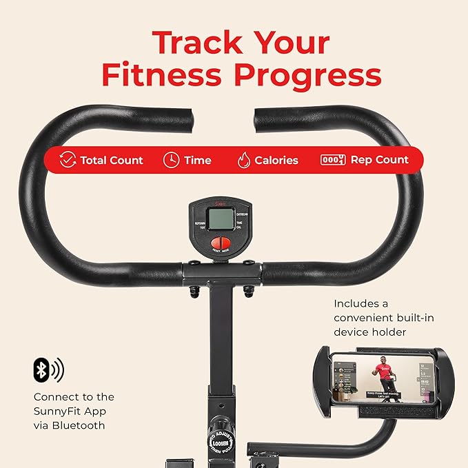 Sunny Health & Fitness Smart Heavy Duty Row-N-Ride, Squat Assist Trainer - Image 8