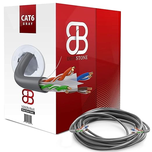 Dripstone CAT6 Ethernet Cable 1000ft Bulk Network LAN Wire 23AWG Solid UTP by Dripstone