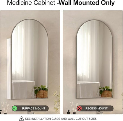 Arched Medicine Cabinets with Mirror, Wall Mounted Brushed Nickel Mirror Cabinet - Image 7