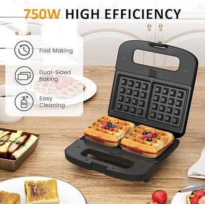 Sunvivi Waffle Iron, Panini Press Grill and Sandwich Maker Set, 3 in 1 Electric - Image 4