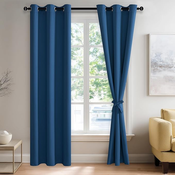 JIUZHEN Blackout Curtains with Tiebacks-Thermal Insulated, Light Blocking and by JIUZHEN