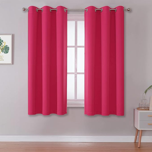 DUALIFE Pink Curtains 54 Inch Length by DUALIFE