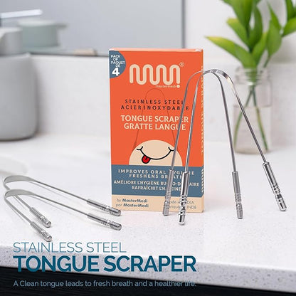 MasterMedi Tongue Cleaner Tongue Scraper Surgical Grade Stainless Steel Tongue - Image 4