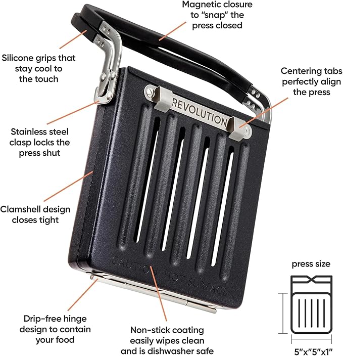 Revolution Toastie Press Conveniently Toast Delicious Grilled Cheeses, - Image 3