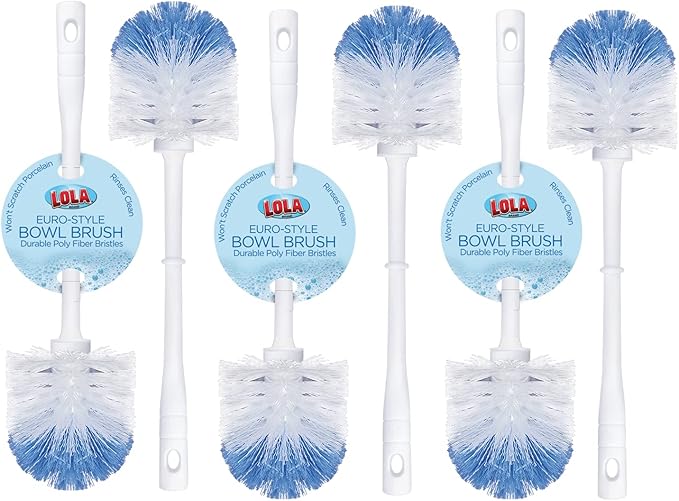 LOLA Classic Toilet Brush, 6 Pack, Durable Fiber Stiff Bristles, Compact Size by LolaProducts
