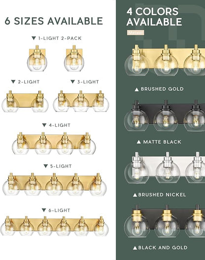 METWET Bathroom Light Fixtures, 6 Light Brushed Gold Vanity Light, 38 Inch - Image 7